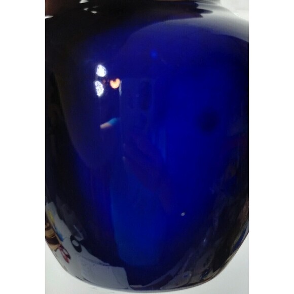 Ginger Jar  With Lid‎ Cobalt Blue with a Painting Of a  Gold Pheasant 5.5in Tall - Picture 6 of 11